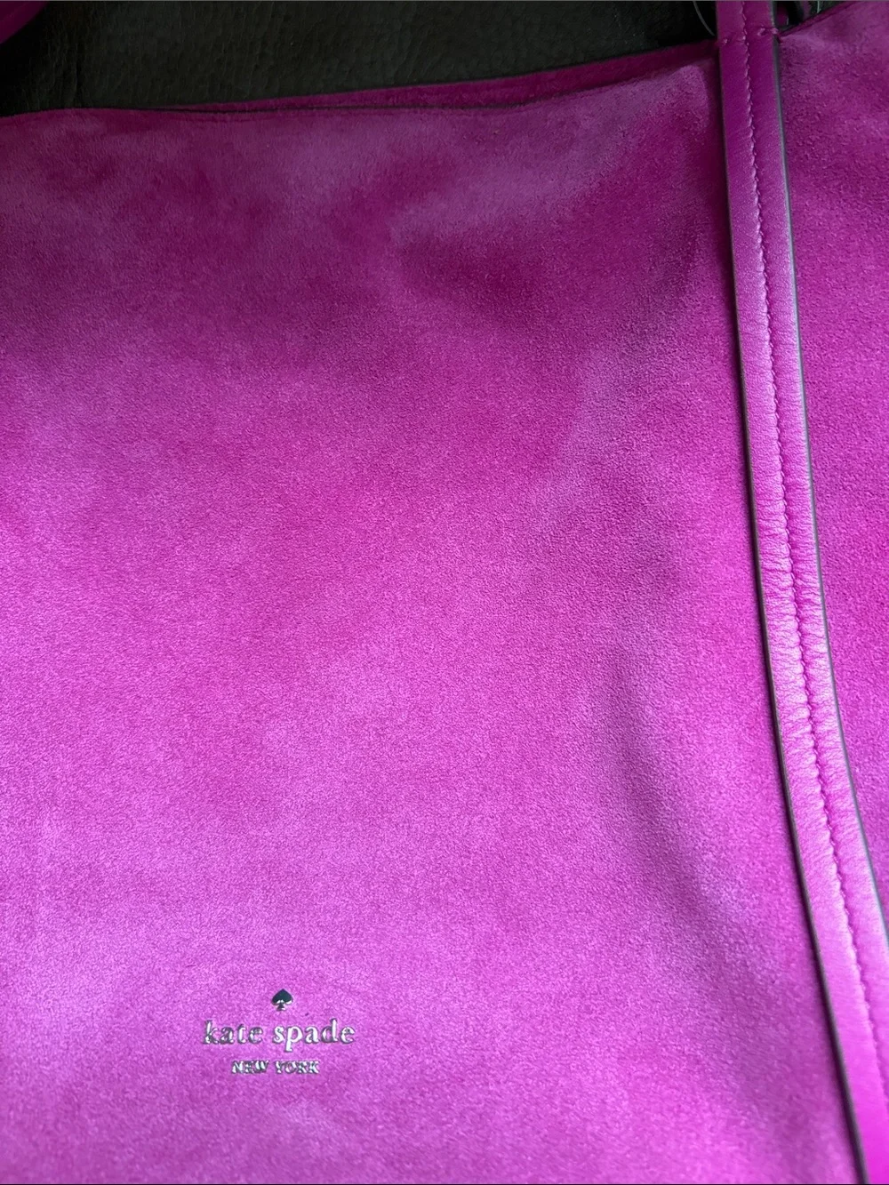 Kate spade beet color zip tote in suede material